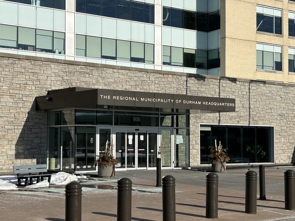 Durham Region Headquarters II, displaying a modern architectural style with glass and steel structures, serving as a central administrative hub for the Durham Region.